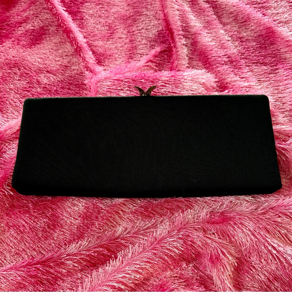 Clutch Evening Bag Black Simple Elegant (~11” x 4.5”) - Picture 3 of 12